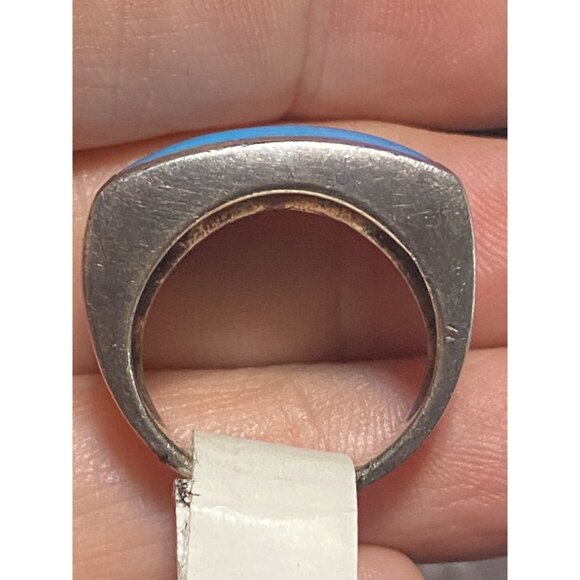 Ring Size 7.5 Blue Turquoise Sterling Silver 925 Women Semi-Precious Stone - Picture 3 of 11